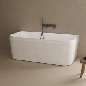 MonBlari TW-8636 Solid Surface Back-to-Wall Bathtub Side View Close-up