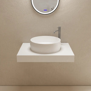 MonBlari TW-8639A Solid Surface Round Vessel Bathroom Sink Front View