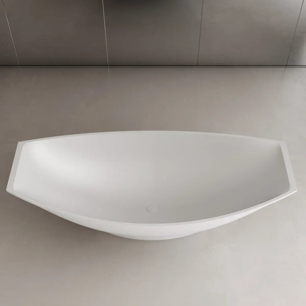 MonBlari TW-8991 Solid Surface Double Slipper Bathtub Front Top View Close-up