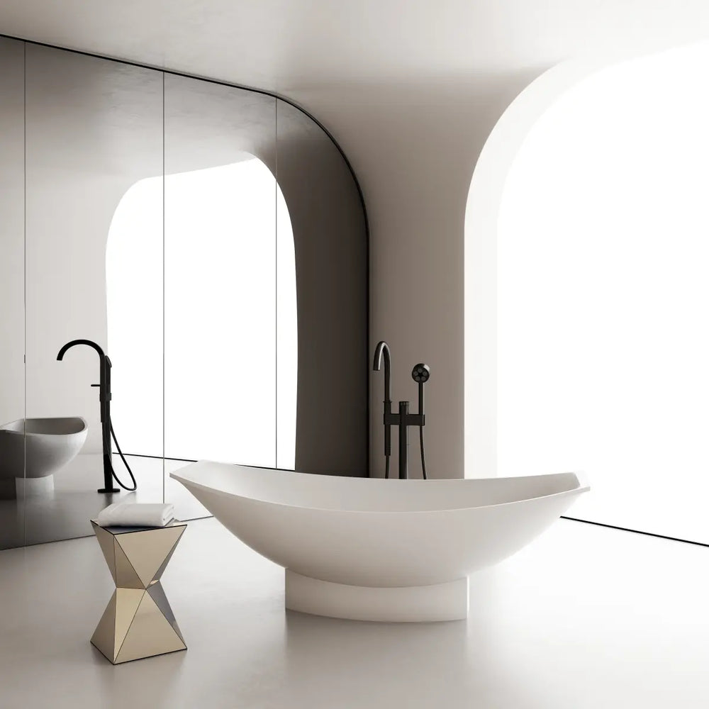MonBlari TW-8991 Solid Surface Double Slipper Bathtub Front View