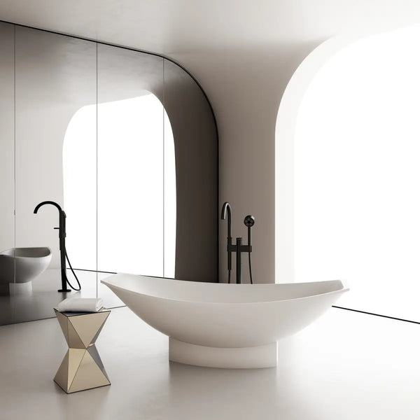 MonBlari TW-8991 Solid Surface Double Slipper Bathtub Front View
