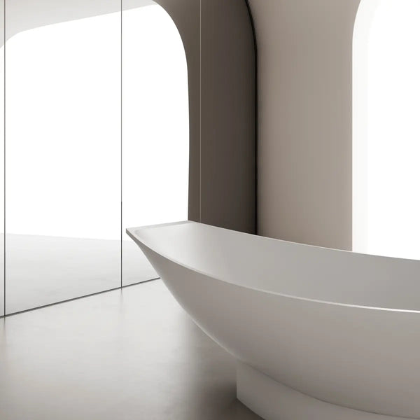 MonBlari TW-8991 Solid Surface Double Slipper Bathtub Side View
