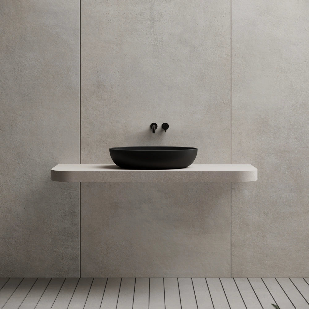MonBlari TW-A101 Solid Surface Vessel Bowl Sink Bathroom Sink Side Top View Close-up