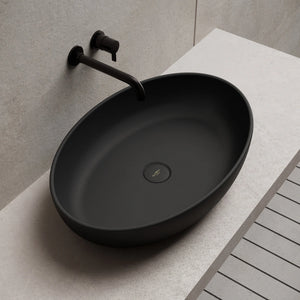 MonBlari TW-A101 Solid Surface Vessel Bowl Sink Bathroom Sink Left Side Top View Close-up