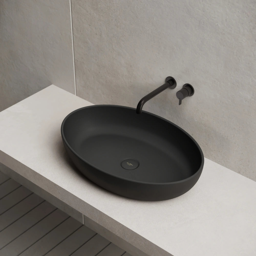 MonBlari TW-A101 Solid Surface Vessel Bowl Sink Bathroom Sink Side Top View Close-up