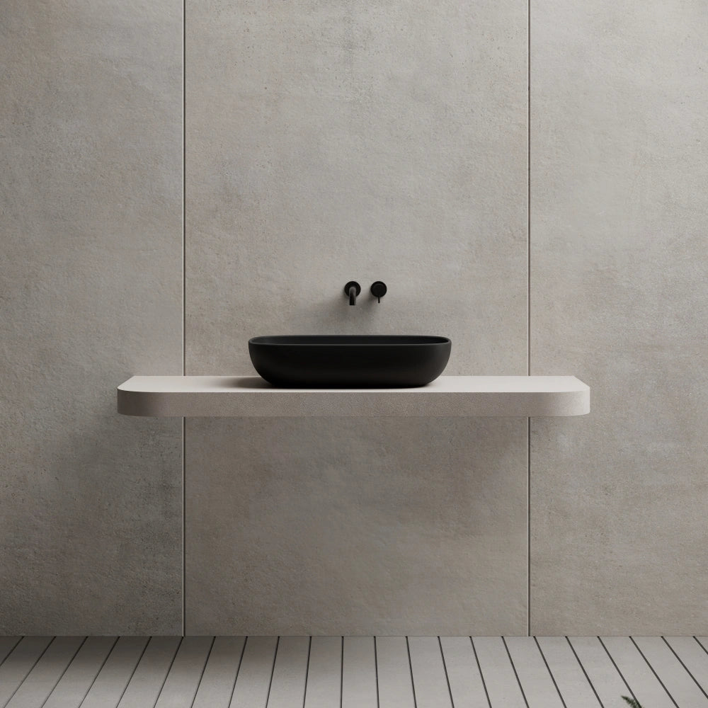 MonBlari TW-A102 Solid Surface Vessel Bowl Sink Bathroom Wash Basin Side Top View Close-up