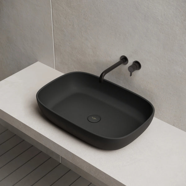 MonBlari TW-A102 Solid Surface Vessel Bowl Sink Bathroom Wash Basin Side Top View Close-up