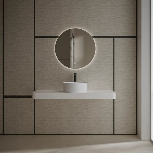 MonBlari TW-A105 Round Solid Surface Vessel Bowl Sink Bathroom Sink Front View