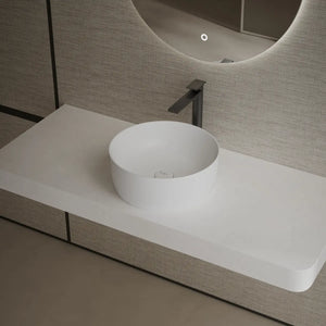 MonBlari TW-A105 Round Solid Surface Vessel Bowl Sink Bathroom Sink Side Top View Close-up