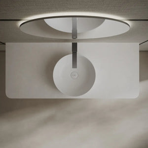 MonBlari TW-A105 Round Solid Surface Vessel Bowl Sink Bathroom Sink Top View Close-up