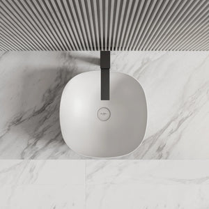 MonBlari TW-A106 Solid Surface Vessel Sink Bathroom Wash Basin Front Top View Close-up