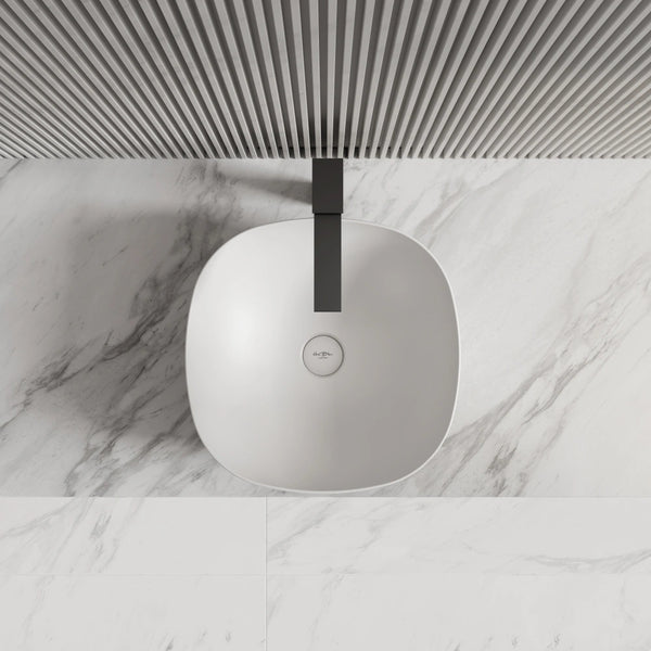 MonBlari TW-A106 Solid Surface Vessel Sink Bathroom Wash Basin Front Top View Close-up