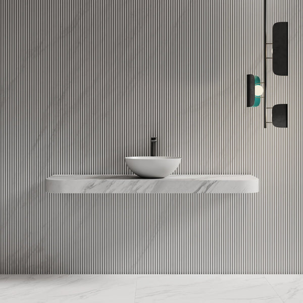 MonBlari TW-A106 Solid Surface Vessel Sink Bathroom Wash Basin Front View