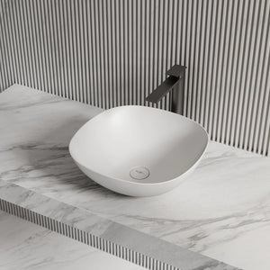 MonBlari TW-A106 Solid Surface Vessel Sink Bathroom Wash Basin Side Top View Close-up