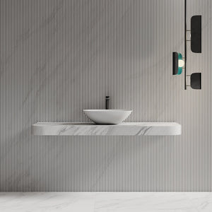 MonBlari TW-A107 Oval Solid Surface Bathroom Vessel Sink Front View