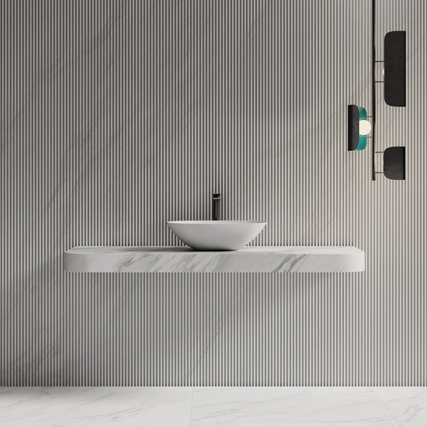MonBlari TW-A107 Oval Solid Surface Bathroom Vessel Sink Front View