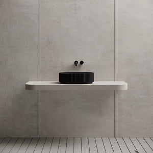MonBlari TW-A117 Black Solid Surface Wash Basin Bathroom Vessel Sink Front View