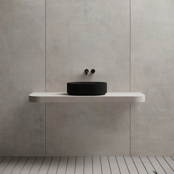 MonBlari TW-A117 Black Solid Surface Wash Basin Bathroom Vessel Sink Front View