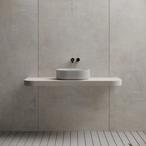 MonBlari TW-A117 White Solid Surface Wash Basin Bathroom Vessel Sink Front View