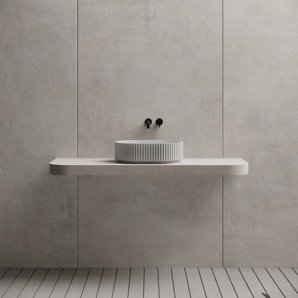 MonBlari TW-A117 White Solid Surface Wash Basin Bathroom Vessel Sink Front View