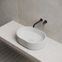 MonBlari TW-A117 White Solid Surface Wash Basin Bathroom Vessel Sink Side Top View Close-up