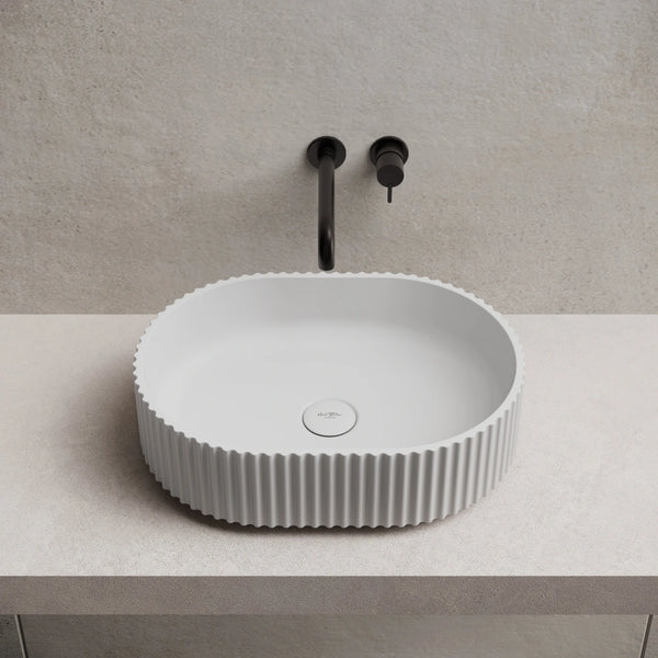 MonBlari TW-A117 White Solid Surface Wash Basin Bathroom Vessel Sink Top View