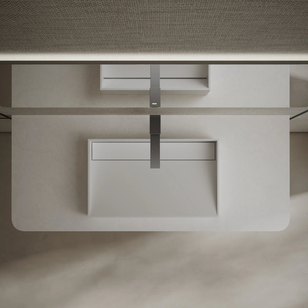 MonBlari TW-A160 Rectangular Solid Surface Vessel Sink Bathroom Sink Front Top View Close-up