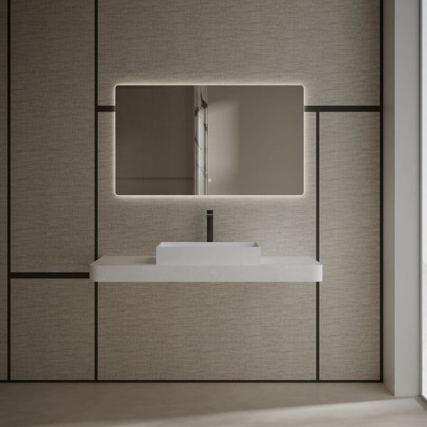MonBlari TW-A160 Rectangular Solid Surface Vessel Sink Bathroom Sink Front View