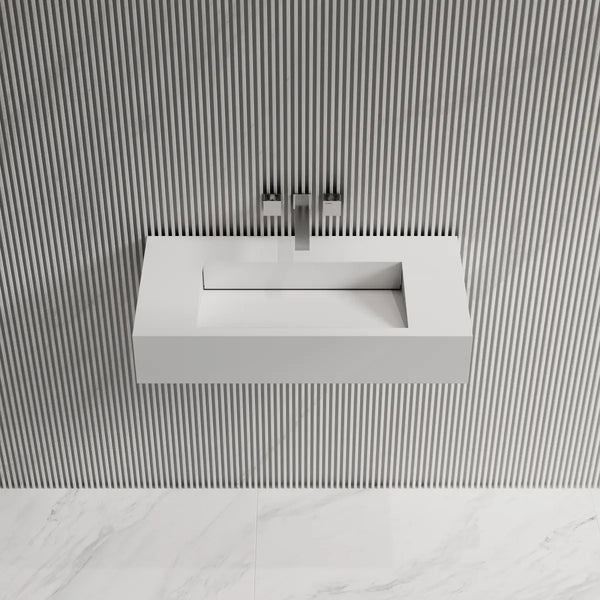MonBlari TW-G273 SERENE SERIES Solid Surface Wall Mount Bathroom Sink 800mm Front Top View