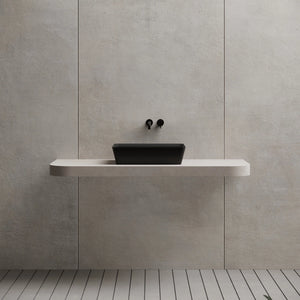 MonBlari XA-A36D Black Rectangular Solid Surface Bathroom Sink Front View