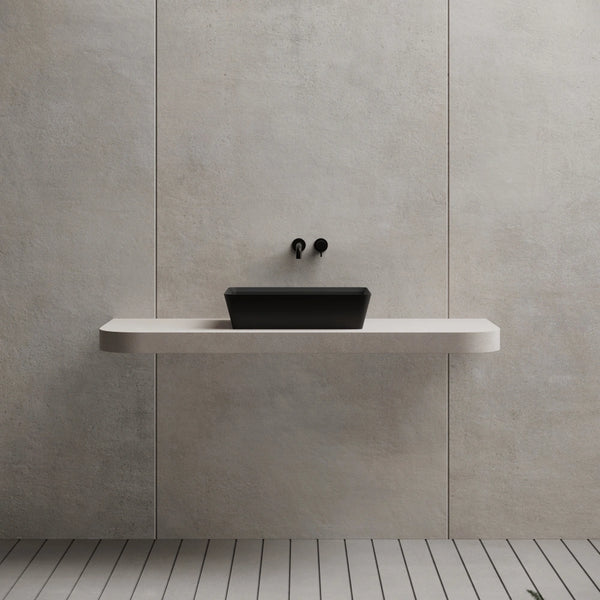 MonBlari XA-A36D Black Rectangular Solid Surface Bathroom Sink Front View