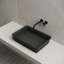 MonBlari XA-A36D Black Rectangular Solid Surface Bathroom Sink Right Side Top View Close-up