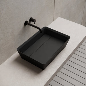 MonBlari XA-A36D Rectangular Solid Surface Bathroom Sink Side Top View Close-up