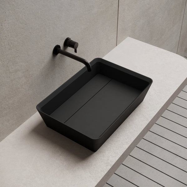 MonBlari XA-A36D Rectangular Solid Surface Bathroom Sink Side Top View Close-up