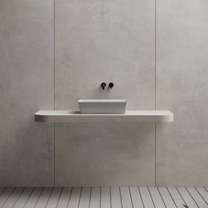 MonBlari XA-A36D White Rectangular Solid Surface Bathroom Sink Front Top View Close-up