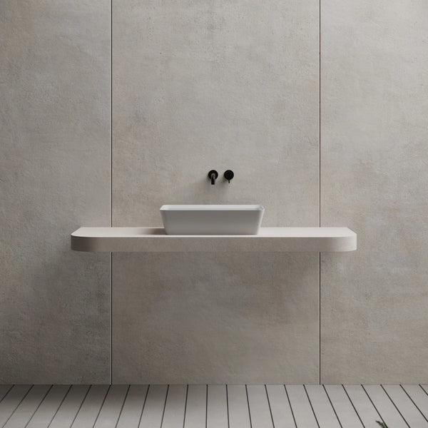 MonBlari XA-A36D White Rectangular Solid Surface Bathroom Sink Front Top View Close-up