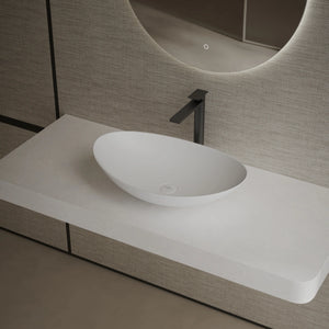 MonBlari XA-A76 Solid Surface Vessel Bowl Sink Bathroom Sink Side Top View Close-up