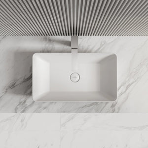 MonBlari XA-A81 Rectangular Solid Surface Vessel Sink for Bathroom Front Top View Close-up