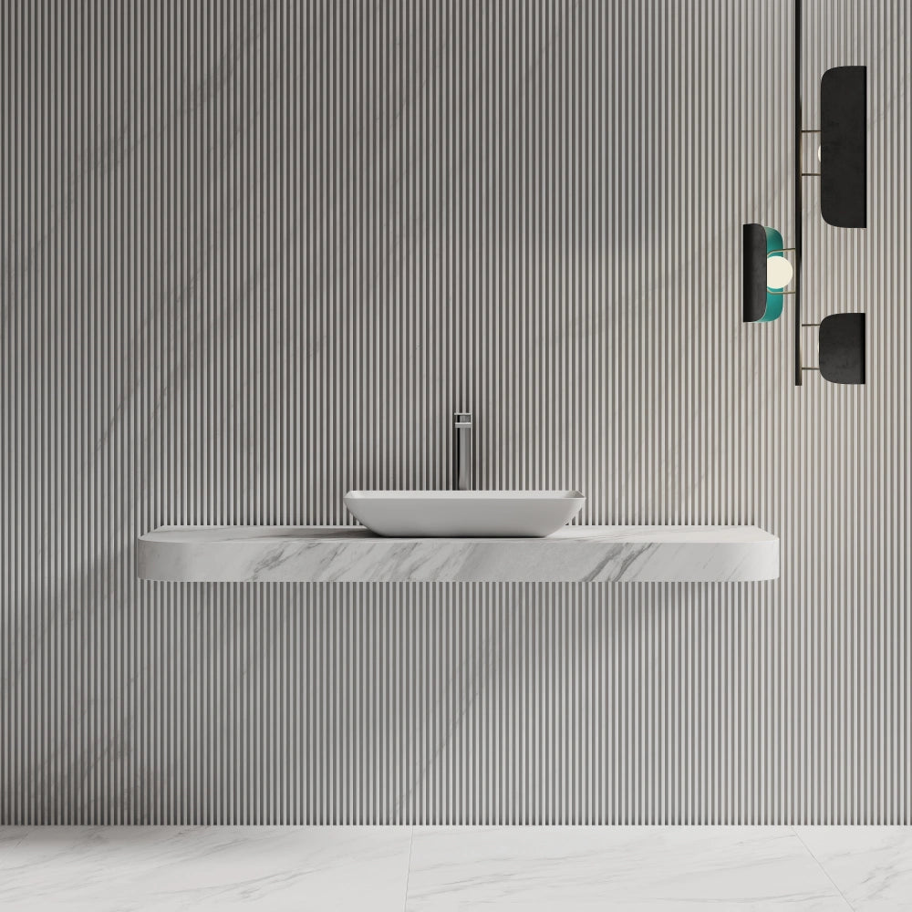 MonBlari XA-A81 Rectangular Solid Surface Vessel Sink for Bathroom Side Top View