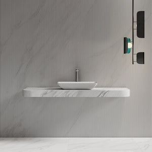 MonBlari XA-A81 Rectangular Solid Surface Vessel Sink for Bathroom Front View