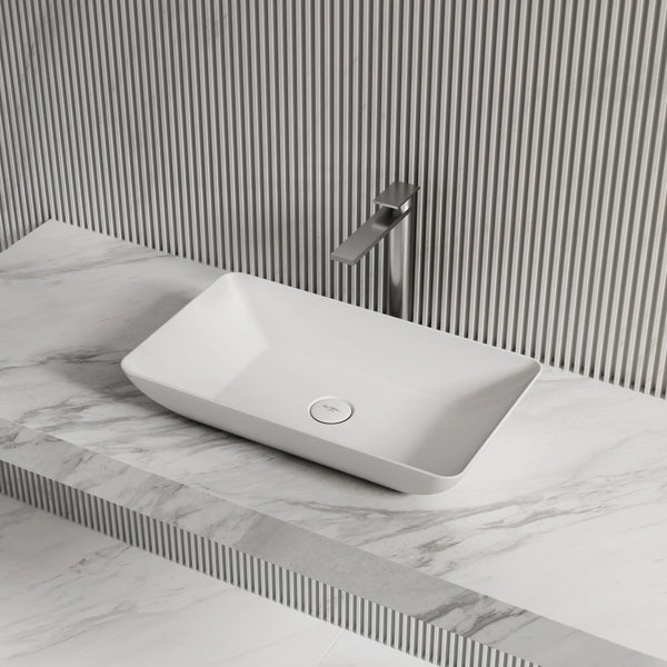 MonBlari XA-A81 Rectangular Solid Surface Vessel Sink for Bathroom Side Top View