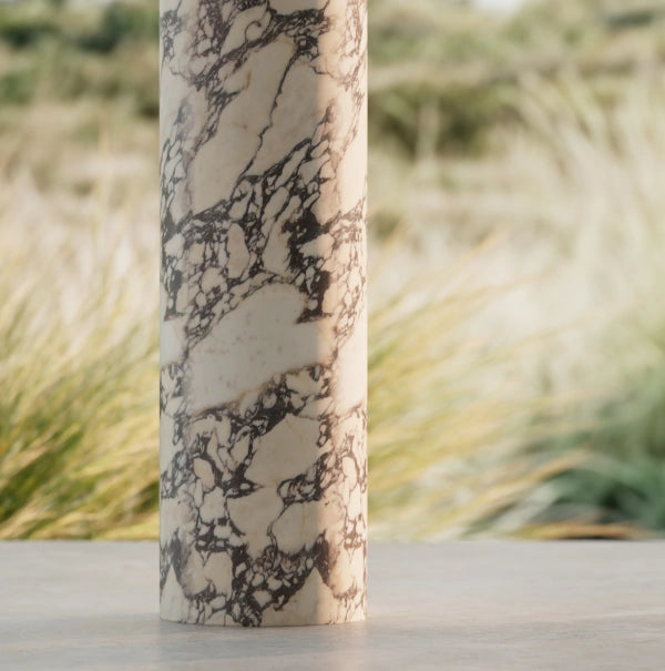 MonBlari STRATA Series Layered Marble Pedestal Sink with Transparent Acrylic