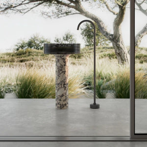 MonBlari STRATA Series Layered Marble Pedestal Sink with Transparent Acrylic