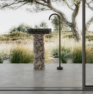 MonBlari STRATA Series Marble Pedestal Sink with Transparent Acrylic