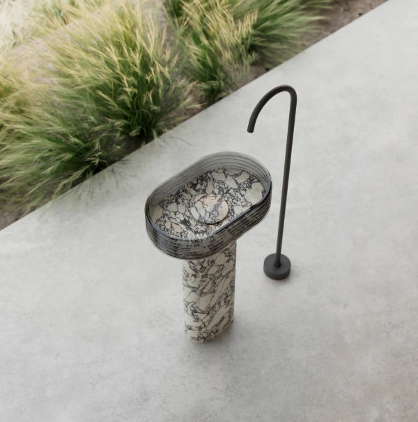 MonBlari STRATA Series Marble Pedestal Sink with Transparent Acrylic