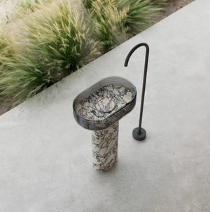 MonBlari STRATA Series Marble Pedestal Sink with Transparent Acrylic