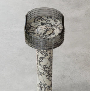 MonBlari STRATA Series Marble Pedestal Sink with Transparent Acrylic