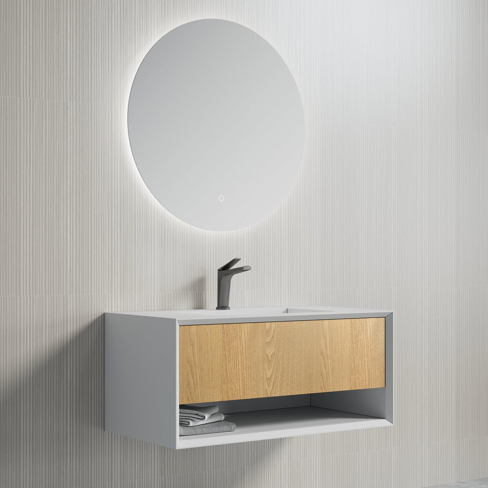 39 Inch MonBlari Solid Surface Cabinet Set With Mirror-FrontView