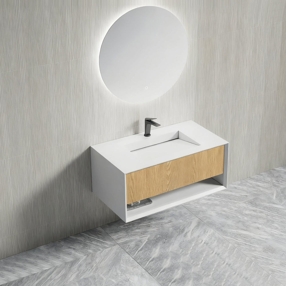 39 Inch MonBlari Solid Surface Cabinet Set With Mirror-FrontView
