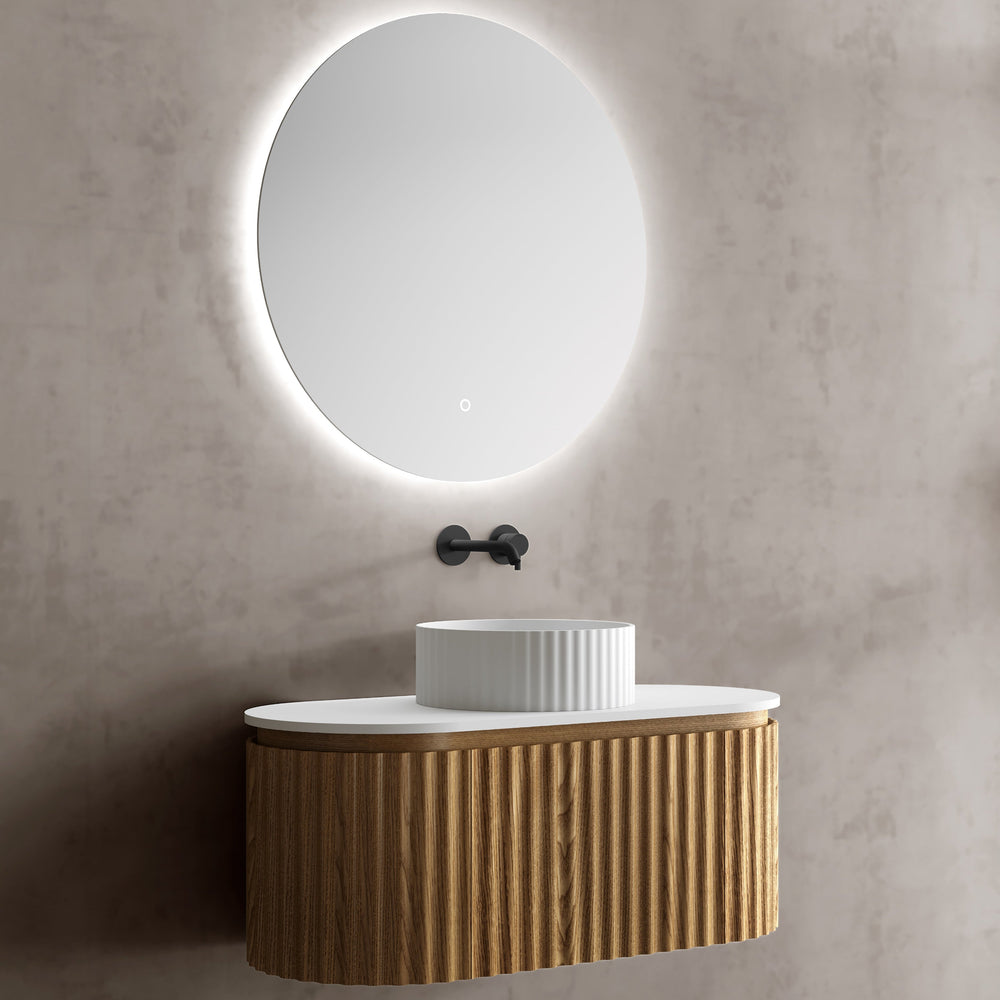 MonBlari Solid Surface Vanity With Mirror TW-5101-BACK TO WALL-FrontView